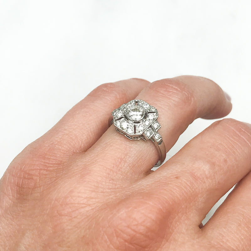 5MM Art Deco Diamond Wedding Ring, Promise Ring - Shraddha Shree Gems